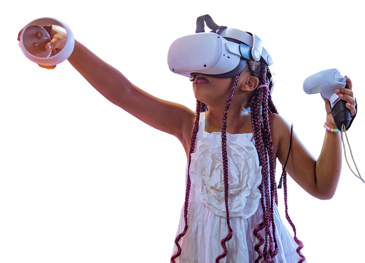 Girl using VR headset